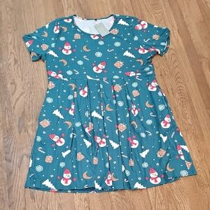 Dress Candy Gift Cane Snowman Holiday Print Christmas Xmas Winter BNWT Soft